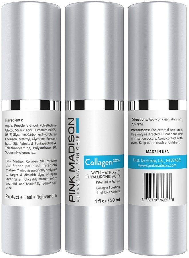 Pink Madison COLLAGEN Serum for Face - Matrixyl and Hyaluronic Acid - Luxury Anti Aging Face Serum Treatment Formula for Men and Women. Effective for Fine Lines and Under Eye Wrinkles. - Image 2